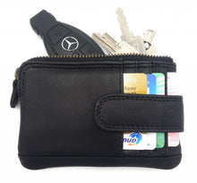 Load image into Gallery viewer, Hill Burry Genuine Leather Mini Card Holder Plus Keychain -V88862-5143 - Vintage Leather Black