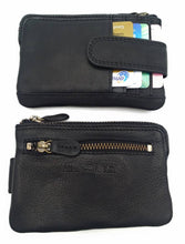 Load image into Gallery viewer, Hill Burry Genuine Leather Mini Card Holder Plus Keychain -V88862-5143 - Vintage Leather Black