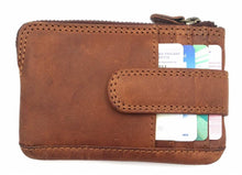Load image into Gallery viewer, Hill Burry Genuine Leather Mini Card Holder Plus Keychain- V88862-5143 - Vintage Leather Brown
