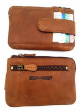 Load image into Gallery viewer, Hill Burry Genuine Leather Mini Card Holder Plus Keychain- V88862-5143 - Vintage Leather Brown