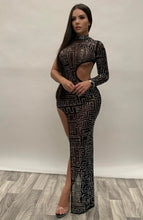 Load image into Gallery viewer, One Sleeve High Neck Crystal Dress