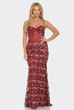 Load image into Gallery viewer, Carmen Burgundy/Gold Maxi Dress

