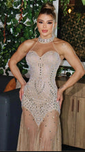 Load image into Gallery viewer, Champagne Crystal Halter Dress
