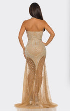 Load image into Gallery viewer, Champagne Crystal Halter Dress

