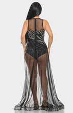 Load image into Gallery viewer, Black Crystal Bodysuit Dress
