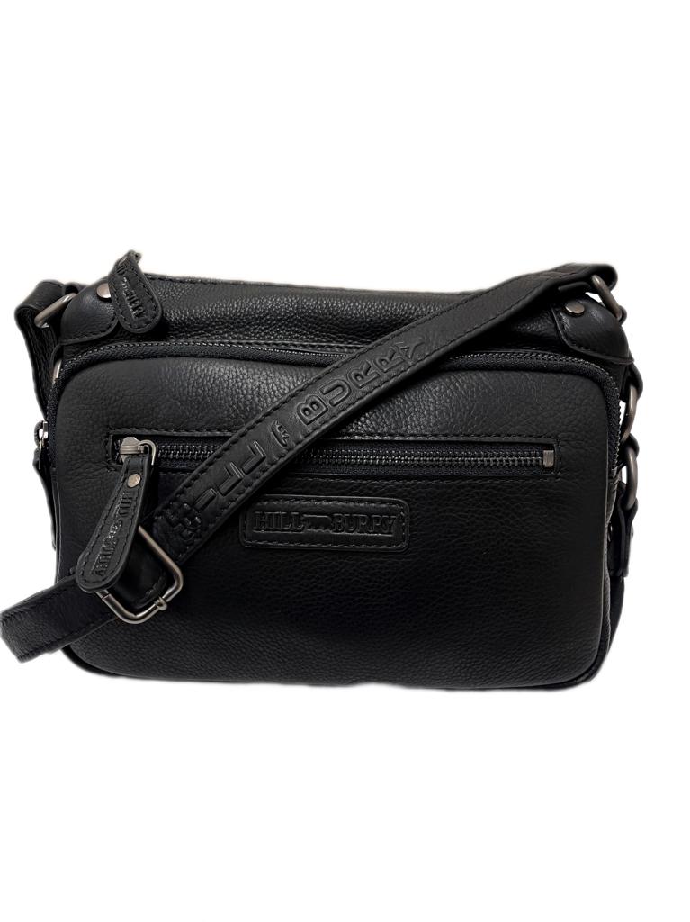 Genuine Leather Shoulder Bag Hill Burry - VB10021-4067- Crossbody Bag - Vintage Leather Black