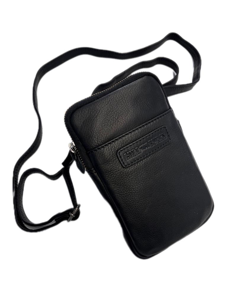 Genuine Leather Shoulder Bag Hill Burry - VB10029 - 15097- Crossbody Bag - Vintage Leather Black