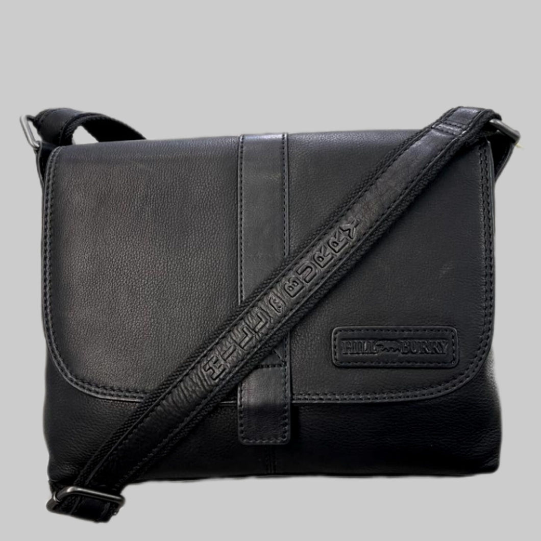 Genuine Leather Shoulder Bag Hill Burry - VB10065-3094- Crossbody Bag - Vintage Leather Black