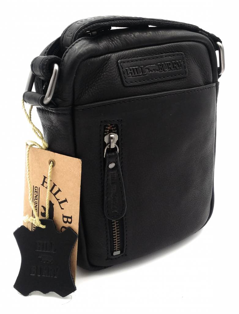 Genuine Leather Shoulder Bag Hill Burry - VB10089 - 3169 - Crossbody - Vintage Leather Black