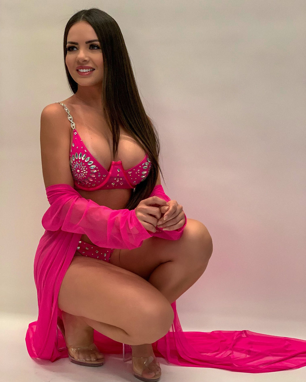 Hot Pink Crystal Bikini Set