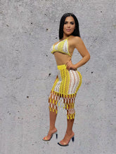 Load image into Gallery viewer, Tia Crochet Fringed Skirt Set Yellow
